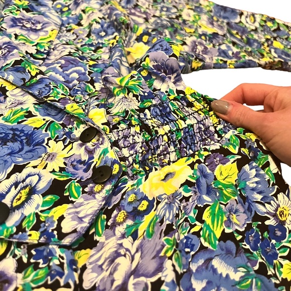 J.R. Petite by Joseph Ribkoff 80s 90s Floral Romper with Collar & Cinched Waist - Picture 7 of 16